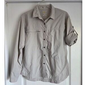 Mountain Hardwear Women's Button Down Roll-Up Sleeve Hiking Shirt Sz 10 Outdoor